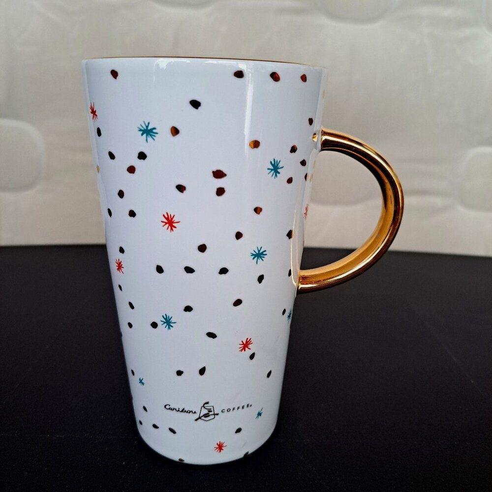 Caribou Coffee 2017 Gold Speck Holiday Coffee Latte Mug 18oz